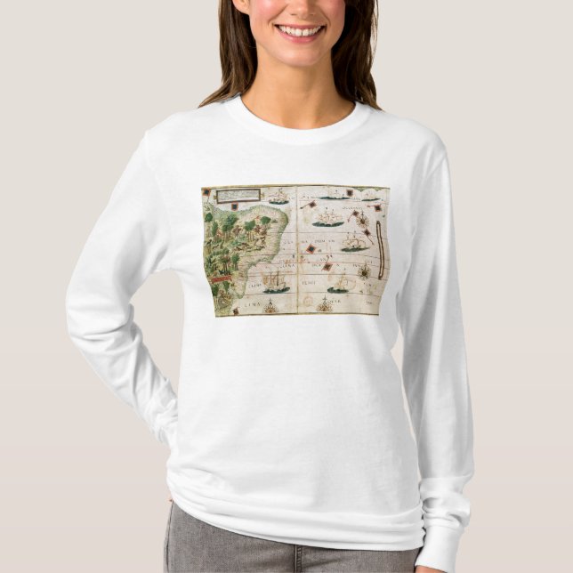 Brasilien vom "Miller-Atlas" durch Pedro Reinel T-Shirt (Vorderseite)