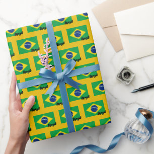 Brasilien Wrapping Paper, brasilianische Flagge pa Geschenkpapier