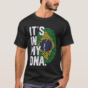 Brasilien-Wurzeln-Flagge-Fingerabdruck-Grafik-Patr T-Shirt