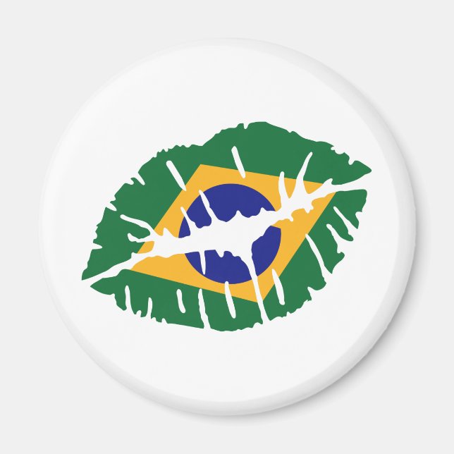 Brasilienflagge Kuss Magnet (Vorne)