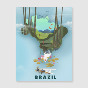Brasilienkarte Illustriertes Reiseplakat Magnetkarte