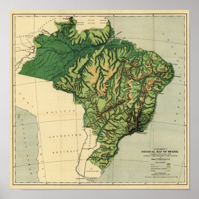 BrasilienPhysical Panoramic MapBrasilien Poster (Vorne)
