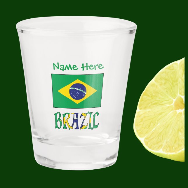 Brasiliens brasilianische Flagge Grün Personalisie Schnapsglas (Von Creator hochgeladen)
