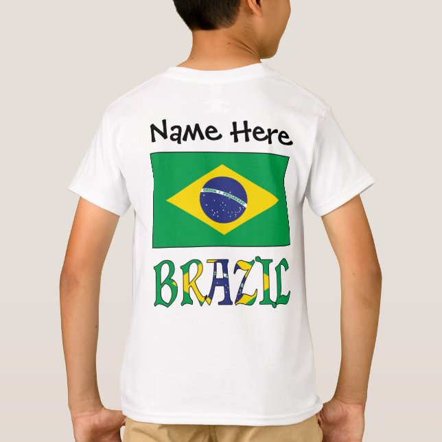 Brasiliens brasilianische Flagge Personalisiert T-Shirt (Rückseite)