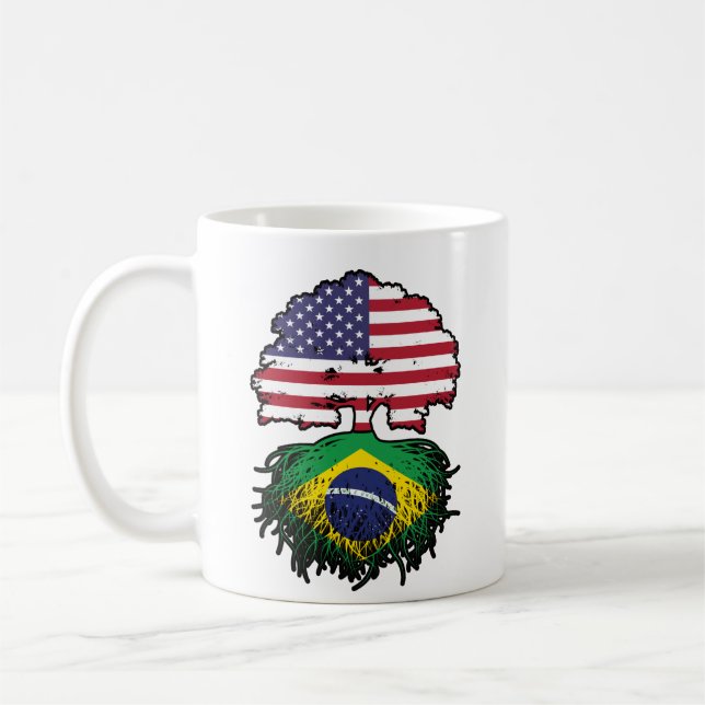 Brasiliens Flag "American USA Tree Roots" Kaffeetasse (Links)