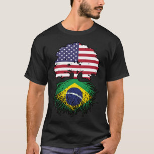 Brasiliens Flag "American USA Tree Roots" T-Shirt