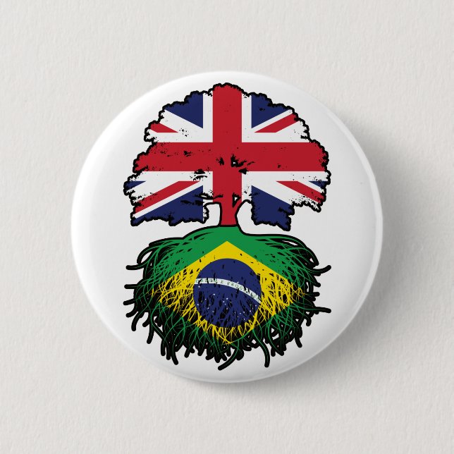Brasiliens Flagge für britische britische Tree Roo Button (Vorderseite)
