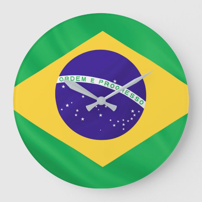 Brasiliens Flagge für die Große Mauer Große Wanduhr (Vorderseite)