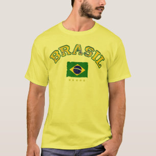 Brasiliens Flagge Fußballstil T-Shirt