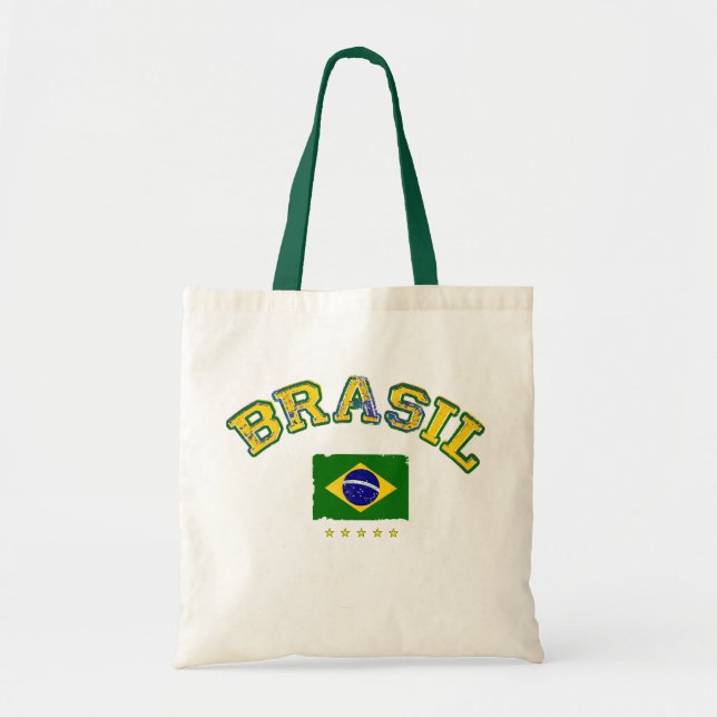 Brasiliens Flagge Fußballstil Tragetasche (Vorne)