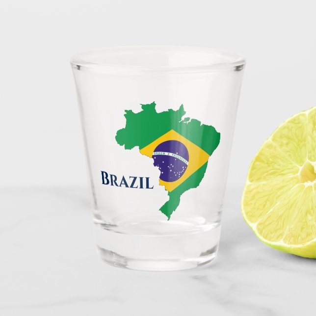 Brasiliens Flaggenkarte Schnapsglas (Vorderseite)