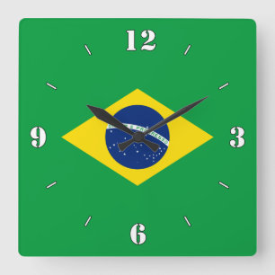 Brasiliens Nationalflagge Patriotisch Quadratische Wanduhr