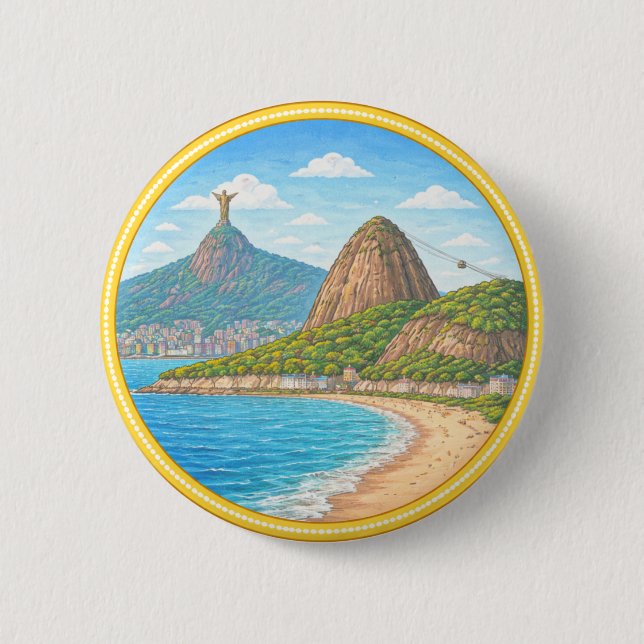 Brasiliens Rio de Janeiro Button (Vorderseite)