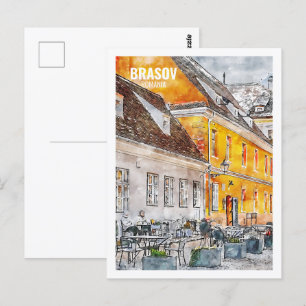 Brașov Rumänien Berühmte Reise Aquarellskizze Postkarte