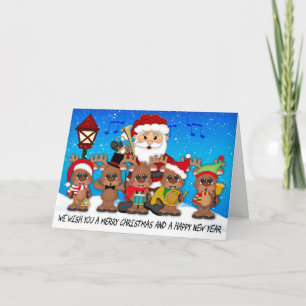 Brass Band Santa Christmas Greeting Card Feiertagskarte