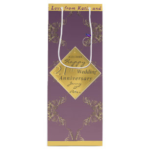 Brass & Iolite Geschenktasche zum 21. Geburtstag Geschenktüte Für Weinflaschen