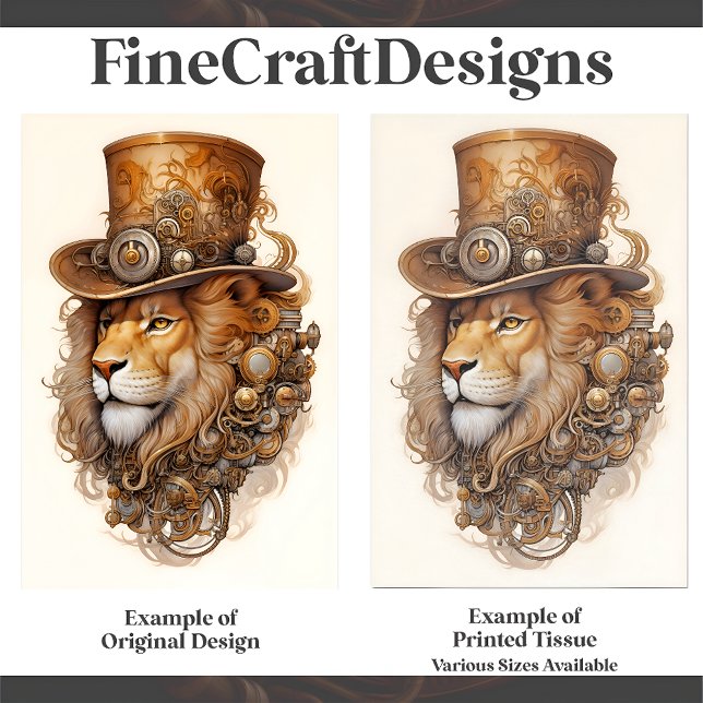 Brass & Kupfer Chic Steampunk Lion E1L Decoupage Seidenpapier (Von Creator hochgeladen)