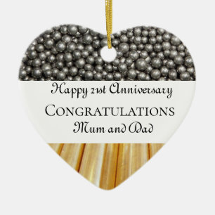 Brass und Nickel zum 21. Hochzeitstag Keramik Ornament