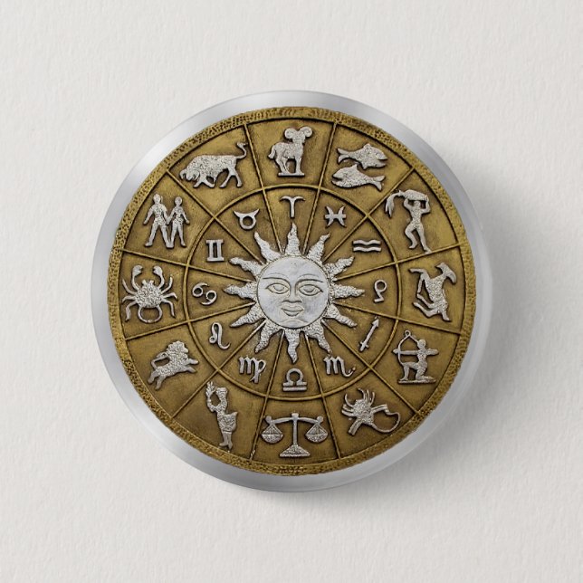 Brass Zodiac Wheel Button (Vorderseite)