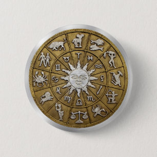 Brass Zodiac Wheel Button