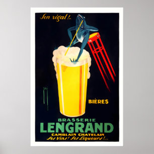 Brasserie Lengrand Froschposter Französische Bierk Poster