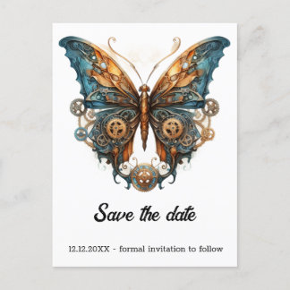 Brassflutter Tinkerer Butterfly Steampunk Wedding Ankündigungspostkarte