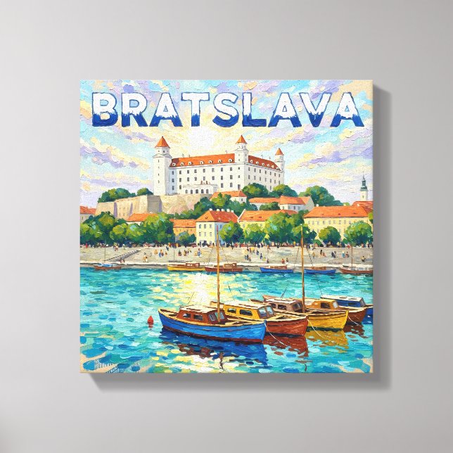 Bratislava Burg Wasserfront Leinwand Kunst (Vorderseite)