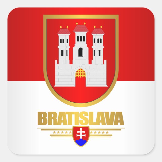 Bratislava Quadratischer Aufkleber (Vorderseite)