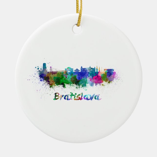 Bratislava skyline im Watercolor Keramikornament (Vorne)