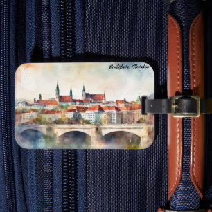 Bratislava Slowakei Aquarellmalerei Panorama  Gepäckanhänger