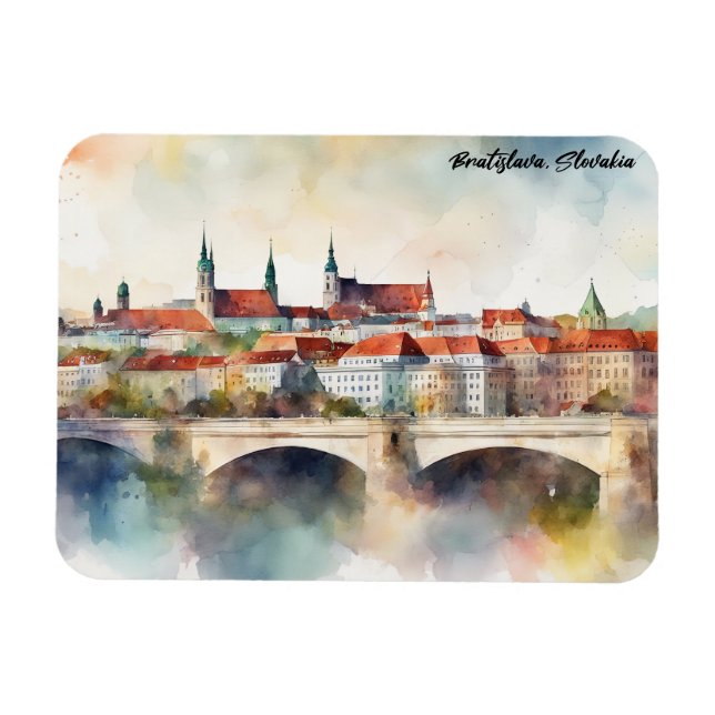 Bratislava Slowakei Aquarellmalerei Panorama  Magnet (Horizontal)
