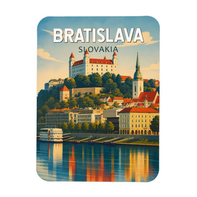 Bratislava Slowakei Illustration Reise Kunst Retro Magnet (Vertikal)