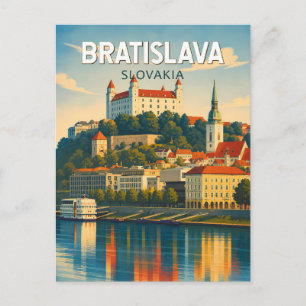 Bratislava Slowakei Illustration Reise Kunst Retro Postkarte