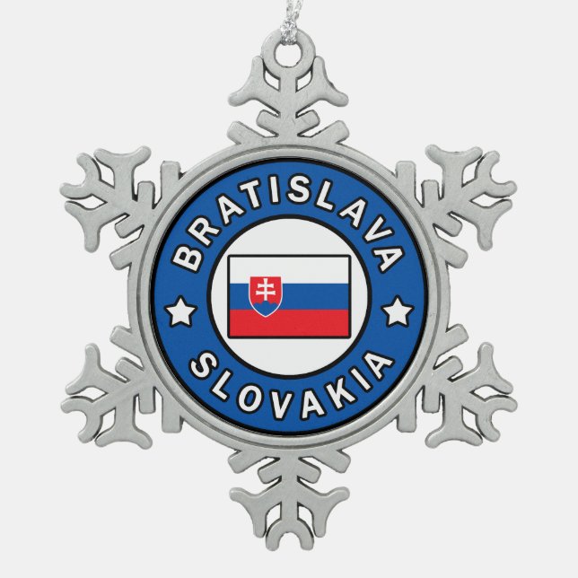 Bratislava Slowakei Schneeflocken Zinn-Ornament (Vorderseite)