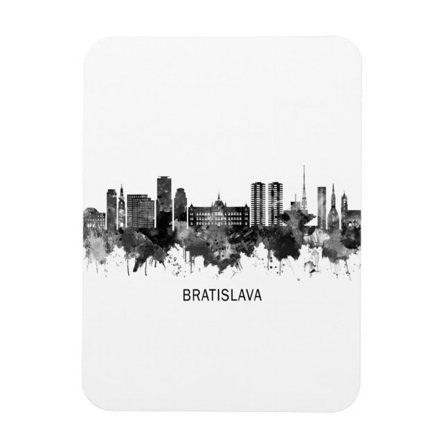 Bratislava Slowakei Skyline BW Magnet (Vertikal)