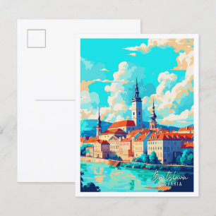 Bratislava Slowakei Vintage-Reiseillustration Postkarte