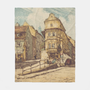 Bratislava von Richard Lux farbige Radierung Fleecedecke