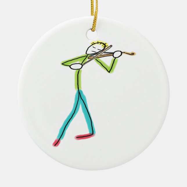Bratschespielender Stockmann Keramik Ornament (Vorne)