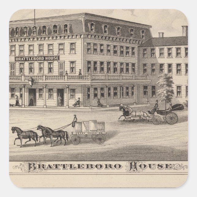 Brattleboro House Quadratischer Aufkleber (Vorderseite)