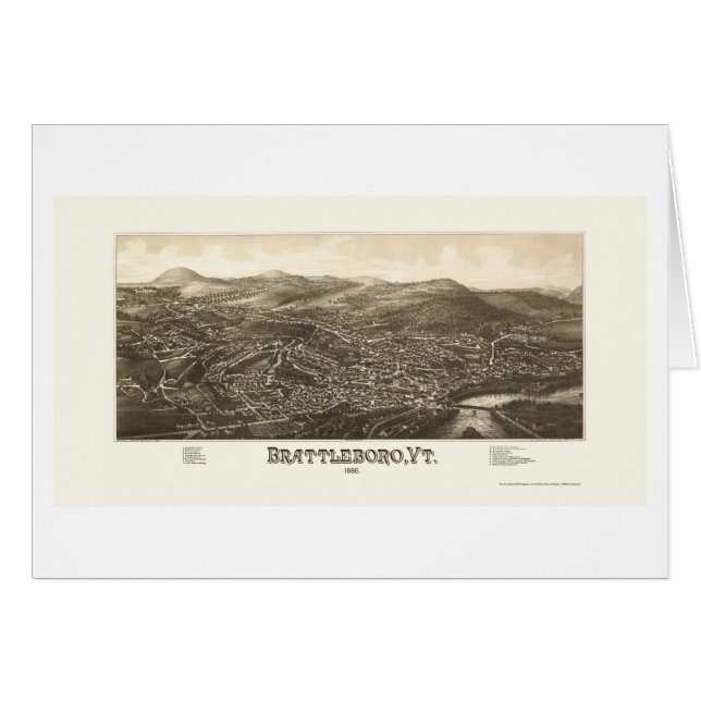 Brattleboro, panoramische Karte VT - 1886 (Vorderseite (Horizontal))