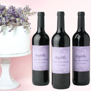Bratviolett Konfetti Party Weinetikett