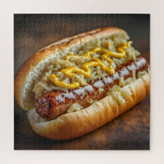 Bratwurst Sausage with Mustard and Sauerkraut Puzzle