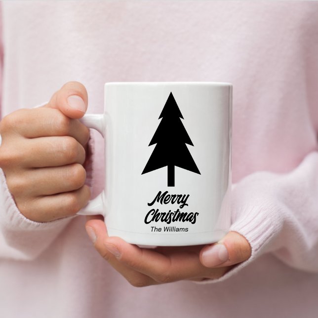 Brauch Familienname Frohe Weihnachten Schwarz-weiß Kaffeetasse (Von Creator hochgeladen)