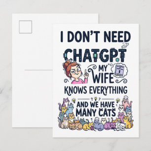 Brauche ChatGPT nicht, meine Frau weiß alles Postkarte