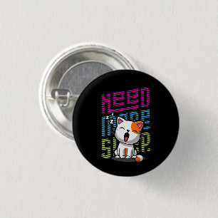 Brauche mehr Schlaf Lustiger Katzen-Cute-Gähnen- Button