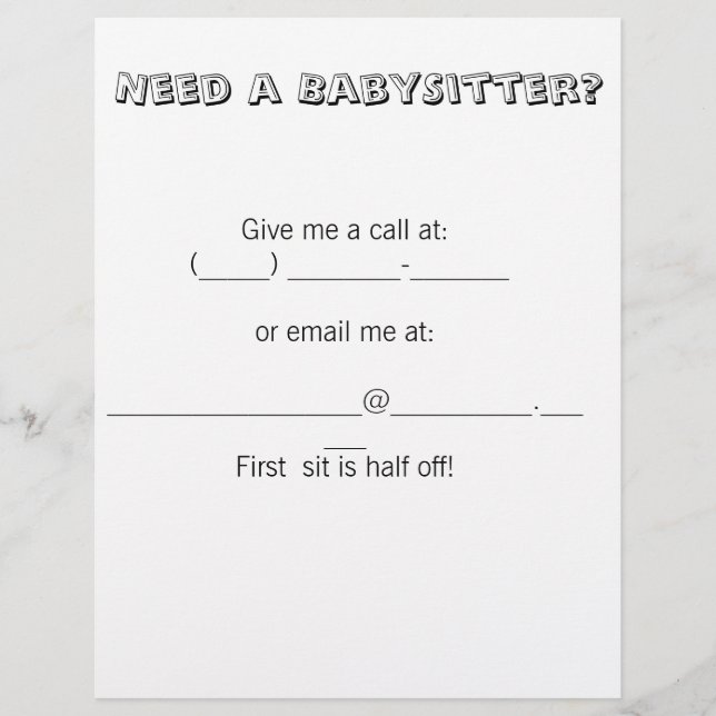 Brauchen Sie ein BabySitter? Flyer (Vorne)