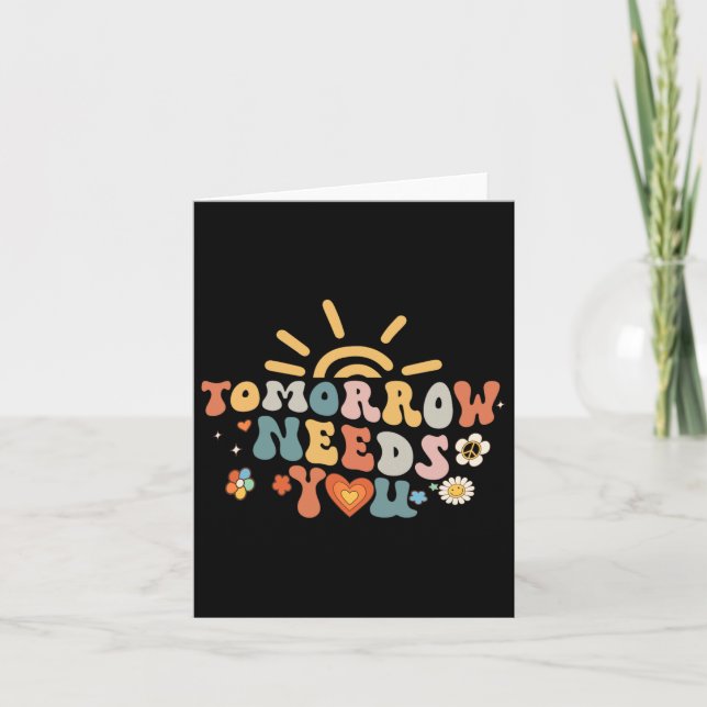 Brauchen Sie Mental Health Awareness Groovy Retro  Karte (Vorderseite)