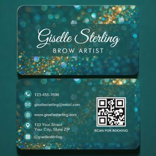 Brauen-Künstler Grün Gold QR-Code Professional Visitenkarte