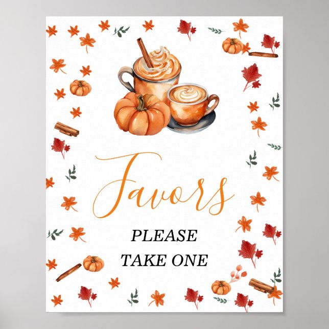 Brauen Pumpkin Gewürz Kaffee Baby Duschfavoriten Poster (Vorne)