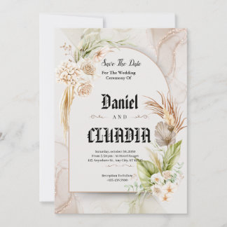 Brauen und cremefarbene Blume Save The Date